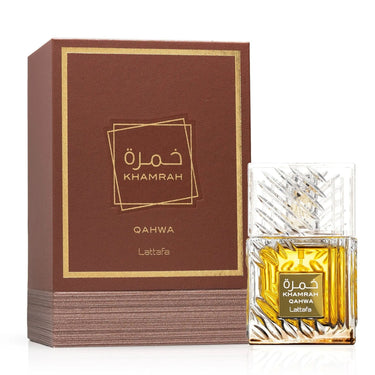 Lattafa Khamrah Qahwa Eau de Parfum bottle and box
