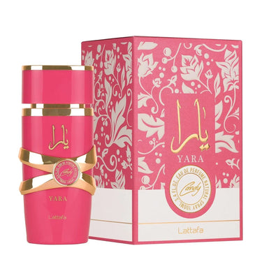 Lattafa Yara Candy Eau de Parfum bottle and box