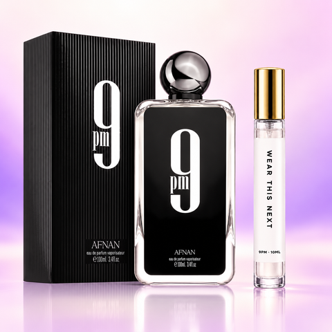 Afnan 9PM bottle and Wear This Next 10ml decant