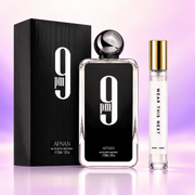Afnan 9PM bottle and Wear This Next 10ml gold-lid decant