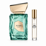 French Avenue Aether bottle with Wear This Next 10ml travel size on a clean white studio background