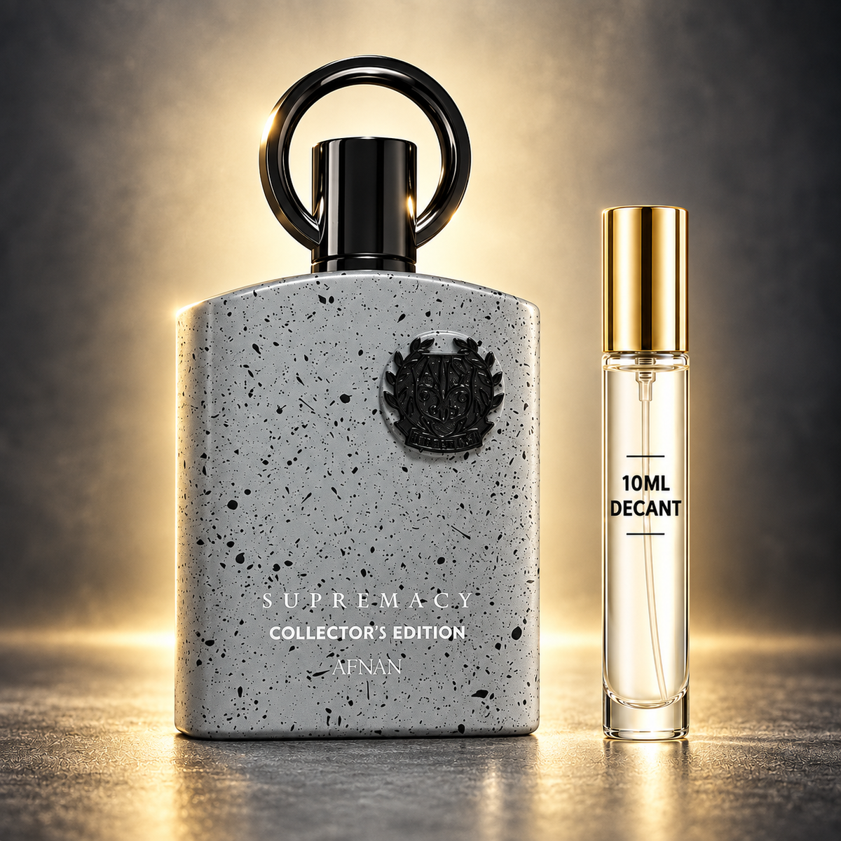 Afnan Supremacy Collector's Edition bottle with Wear This Next 10ml decant