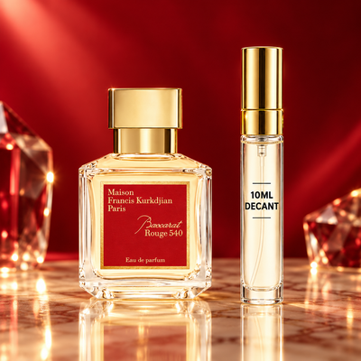 Maison Francis Kurkdjian Baccarat Rouge 540 bottle and Wear This Next 10ml decant
