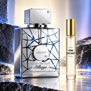 Armaf Club de Nuit Sillage 105ml bottle beside a Wear This Next 10ml decant