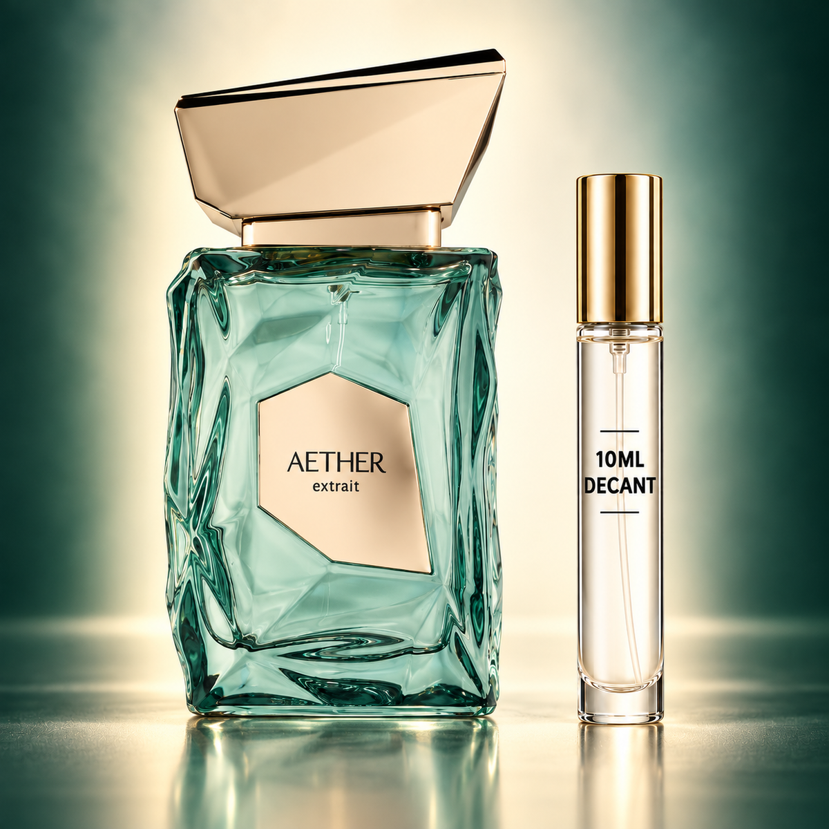 French Avenue Aether bottle beside a Wear This Next 10ml decant