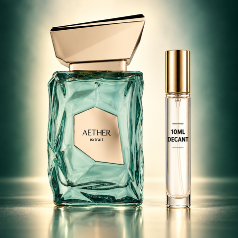 French Avenue Aether bottle beside a Wear This Next 10ml decant
