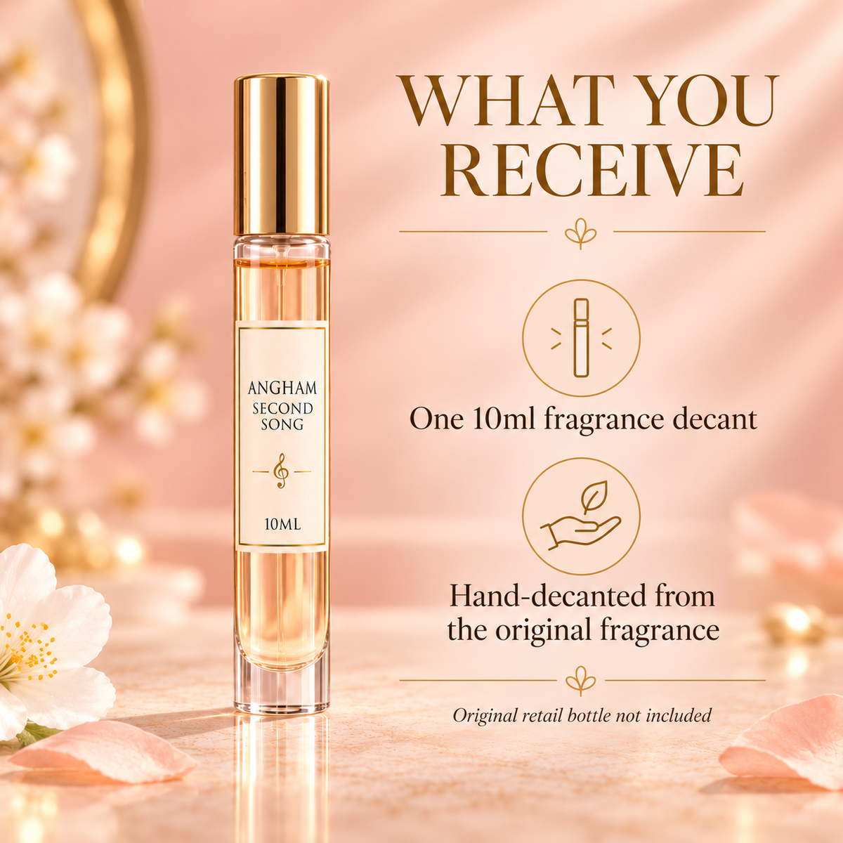 What you receive with the Lattafa Angham Second Song 10ml decant