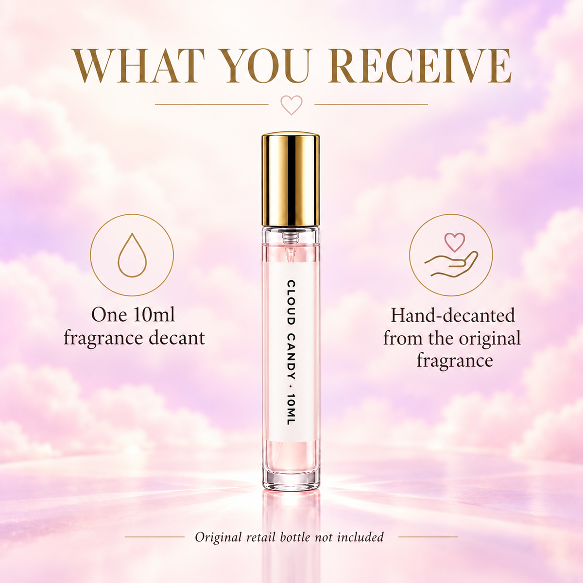 What you receive with the Khadlaj Cloud Candy 10ml decant