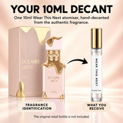 What you receive with the Lattafa Eclaire 10ml decant