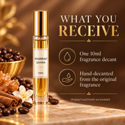 What you receive with the Lattafa Khamrah Qahwa 10ml decant