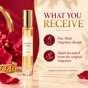 What you receive with the Afnan Kiaana Vibes 10ml decant