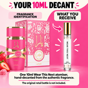 What you receive with the Lattafa Yara Candy 10ml decant