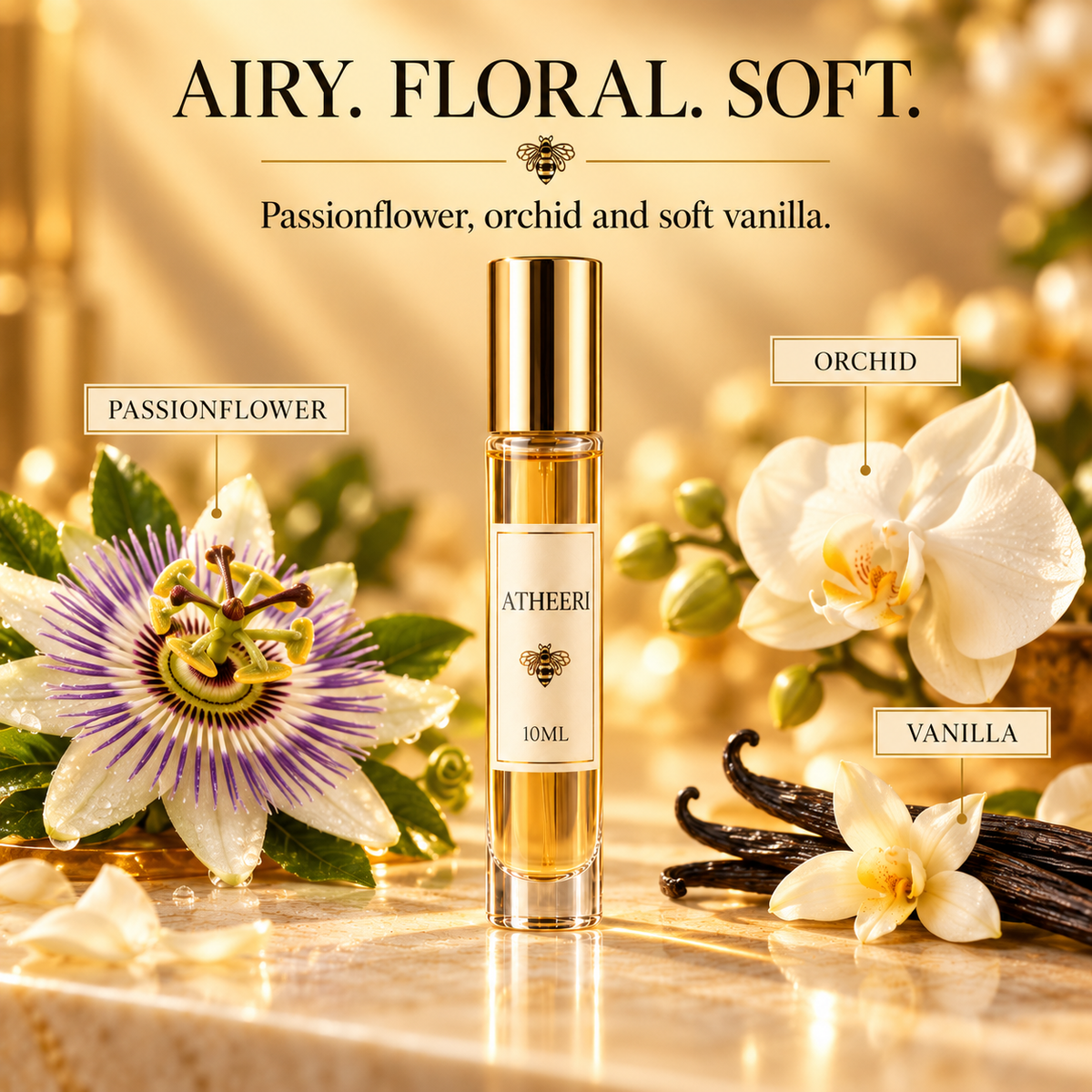 Lattafa Atheeri scent profile: passionflower, orchid and vanilla
