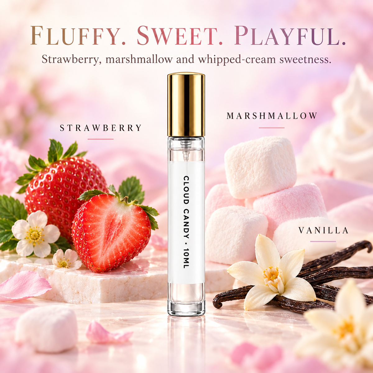 Khadlaj Cloud Candy scent profile: strawberry, marshmallow and vanilla