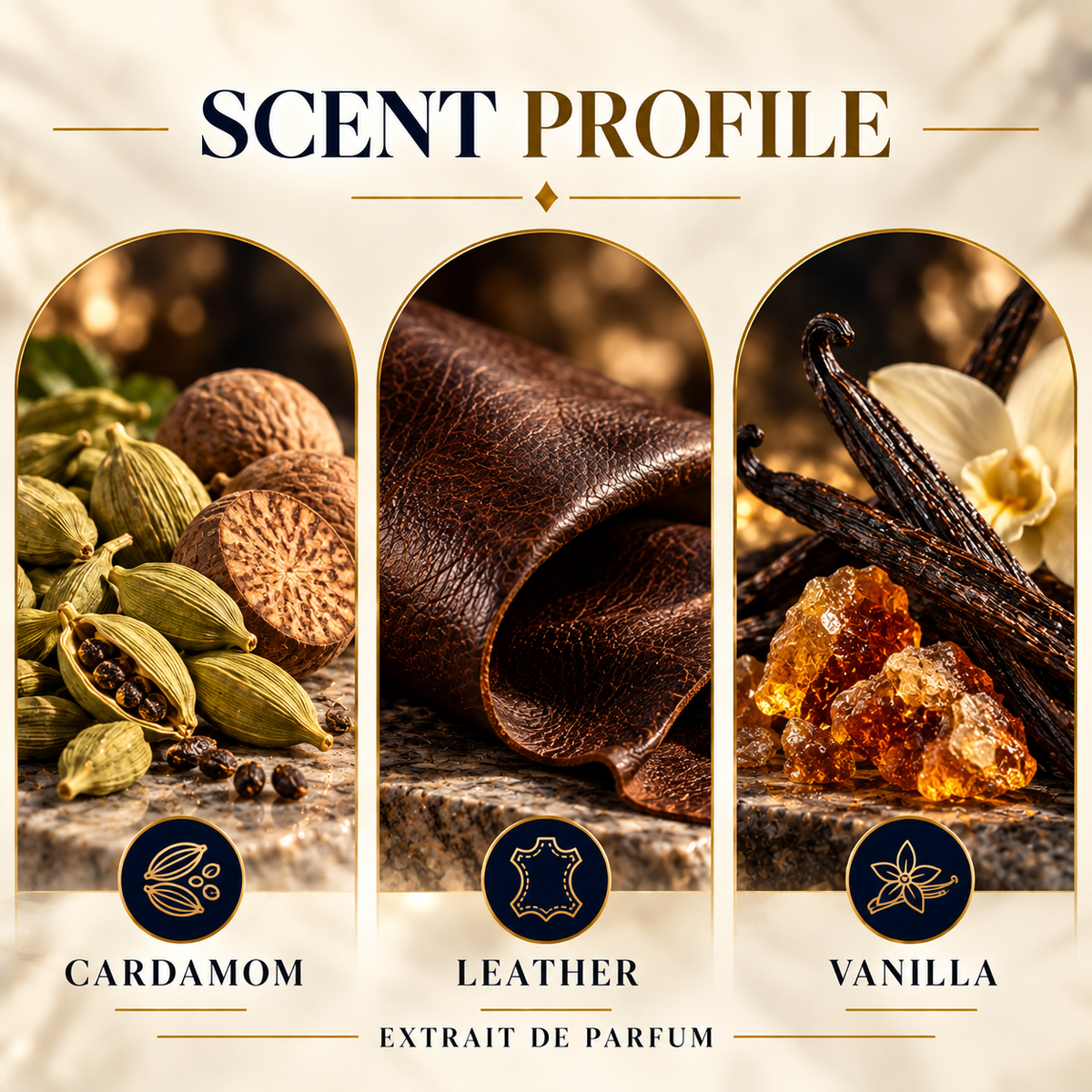 Afnan 9PM Elixir scent profile with cardamom, leather and vanilla