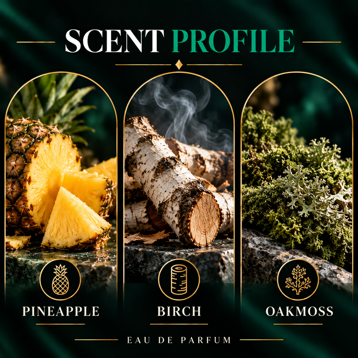 Perfumer's Choice No9 Victor scent profile with pineapple, birch and oakmoss