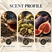 Lattafa Liam Grey scent profile with black tea, cardamom and fig