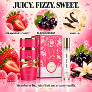 Lattafa Yara Candy scent profile: strawberry candy, blackcurrant and vanilla