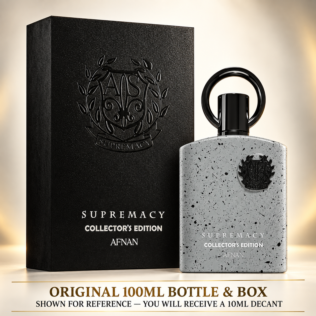 Afnan Supremacy Collector's Edition original 100ml bottle and box shown for reference