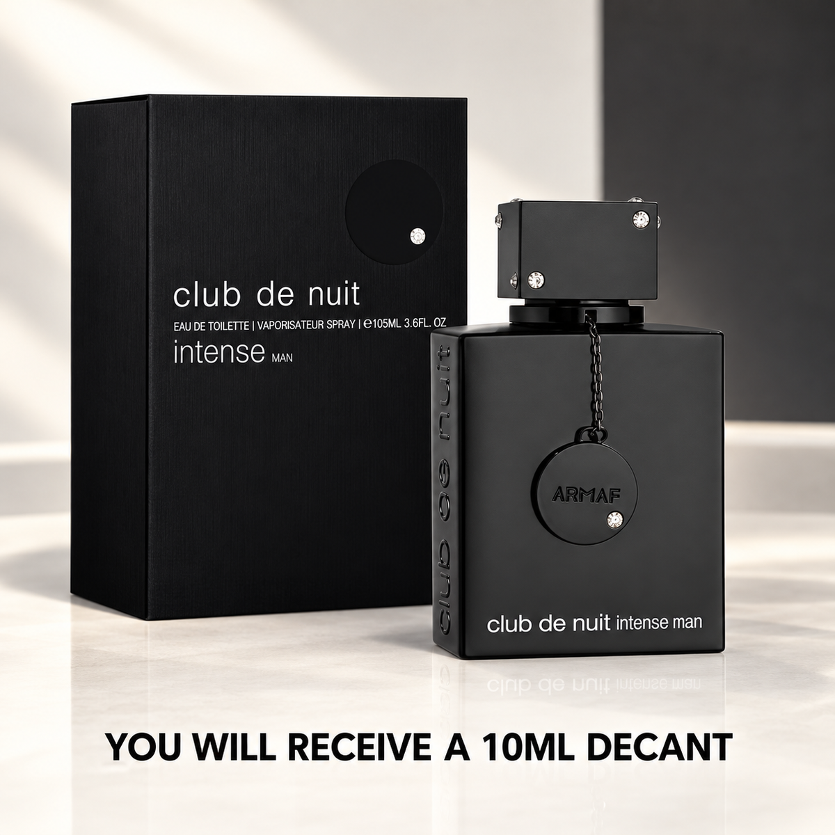 Original Armaf Club de Nuit Intense Man bottle and box shown for reference