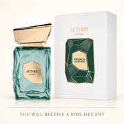 French Avenue Aether retail bottle and box with 10ml decant disclosure