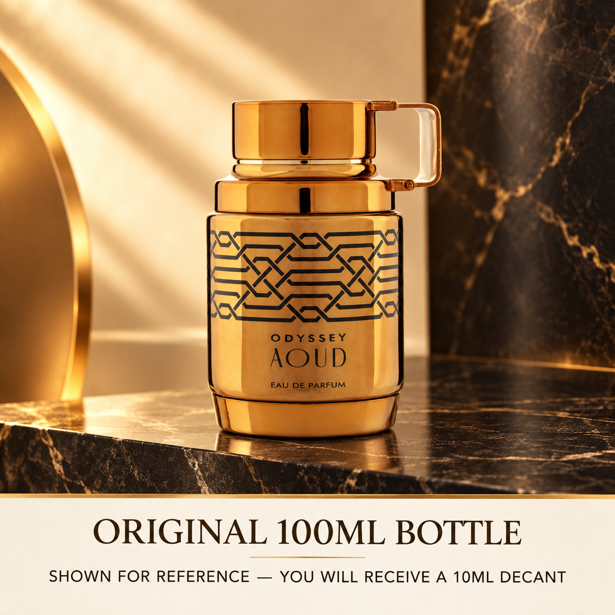 Original Armaf Odyssey Aoud 100ml bottle shown for reference