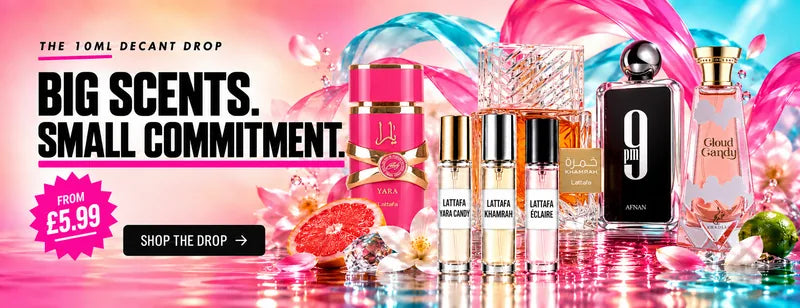 10ml decants from £5.99 with authentic Yara Candy, Khamrah, Afnan 9PM and Cloud Candy bottles