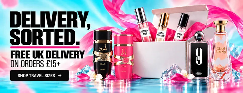 Free UK delivery on £14.99 orders with authentic Asad, Yara Candy, Afnan 9PM and Cloud Candy bottles